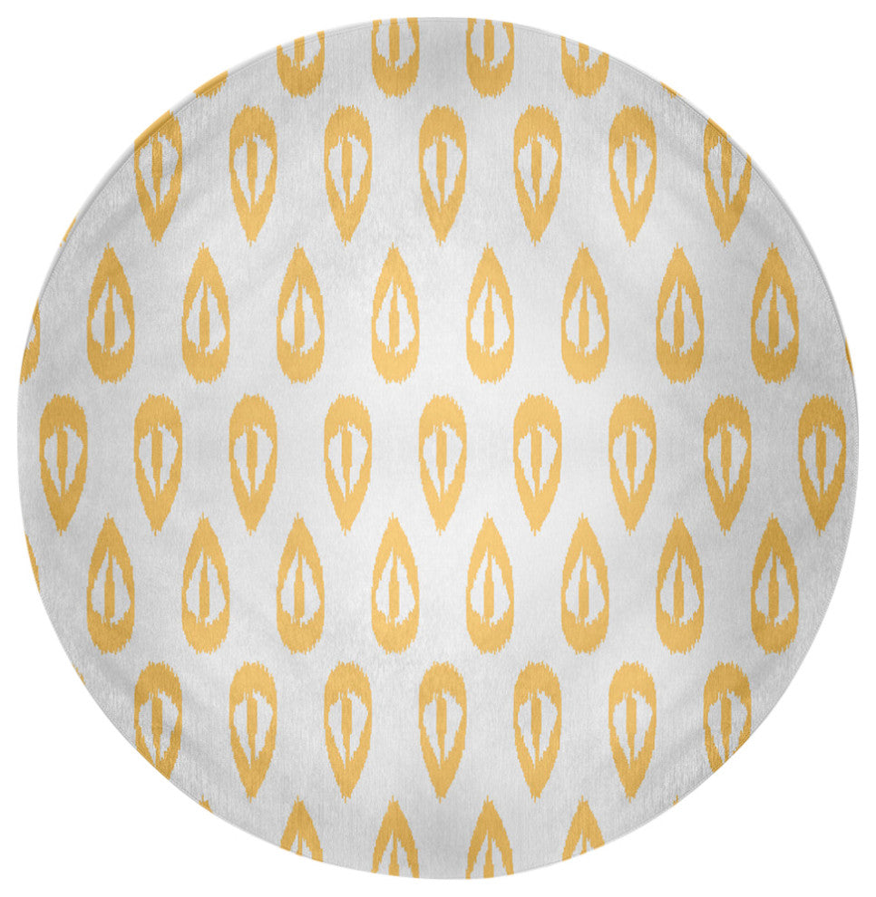 Ikat Tears Chenille Rug, Sunshine Yellow, 5' Round
