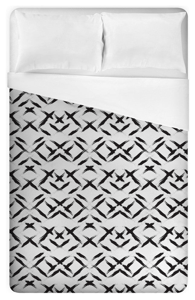 Black Brush Strokes King Duvet Cover