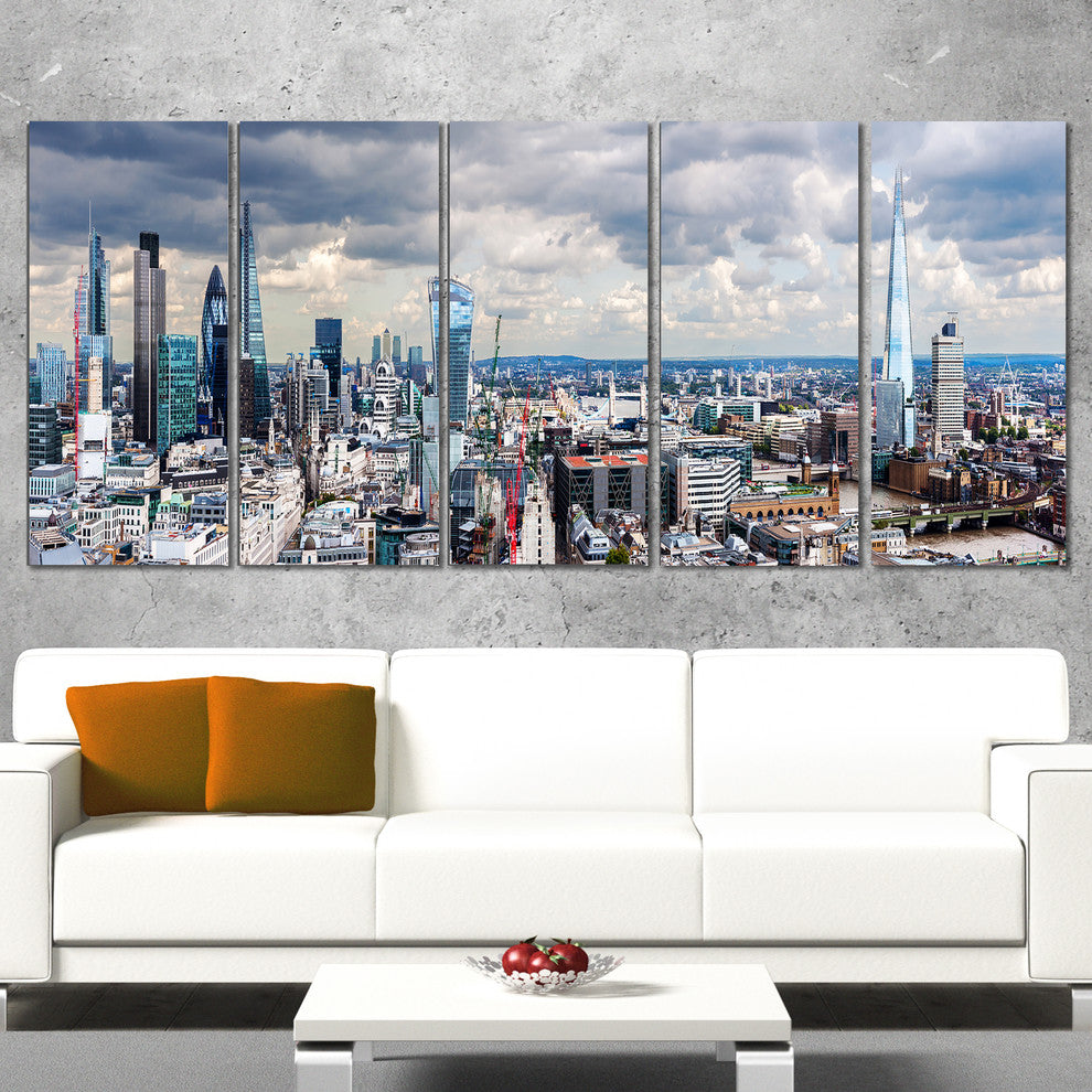 "City of London" Cityscape Canvas Photo Print, 5 Panels, 60"x28"
