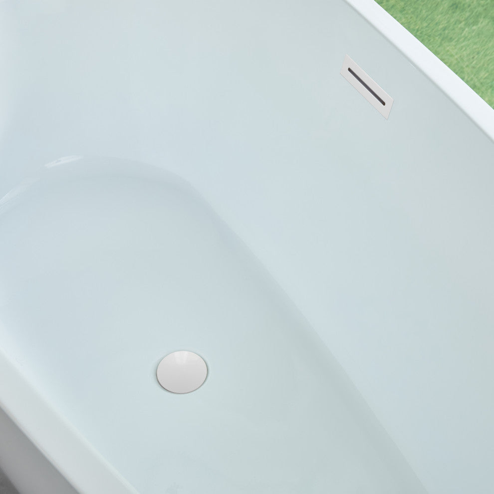 Freestanding Acrylic Bathtub, Pure White, 67"