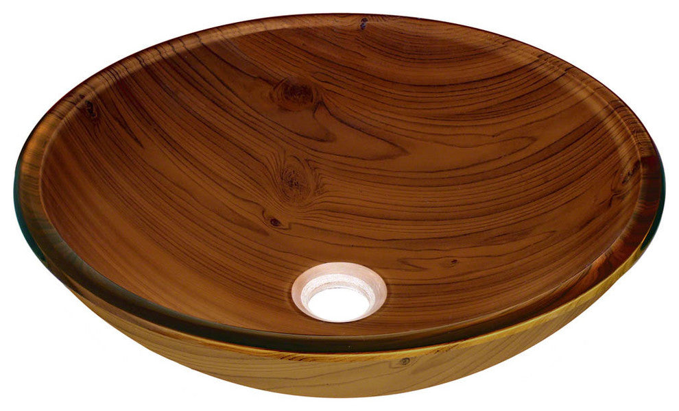 P826 Wood Grain Glass Vessel Bathroom Sink