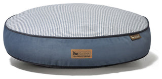 Round Bed Houndstooth, Blue and White, Large