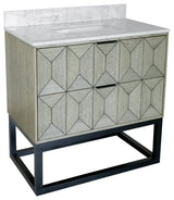 Henley 36" Bathroom Vanity, Gray Oak, Top: Carrara Marble