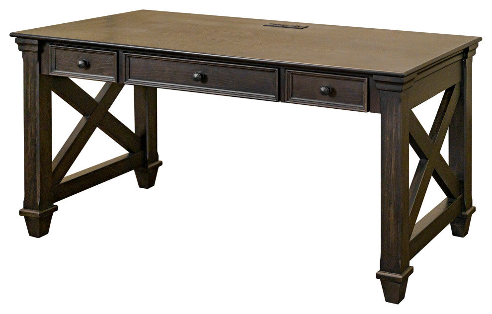 Traditional Wood Writing Desk Dark Brown