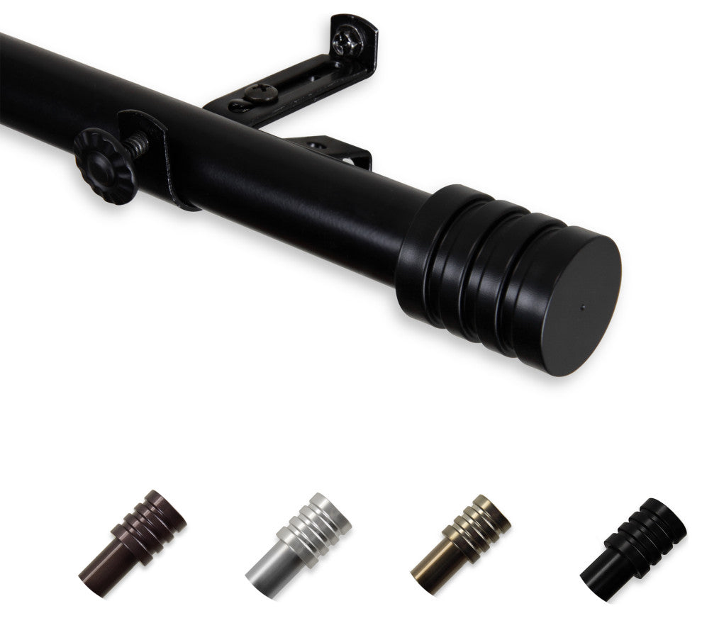 Tim 13/16" Diameter Curtain Rod, Black, 18-28"