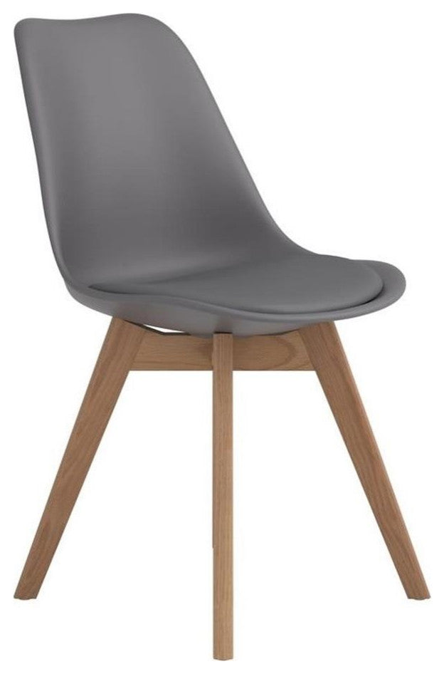 Pemberly Row Faux Leather Upholstered Side Chairs in Gray Finish