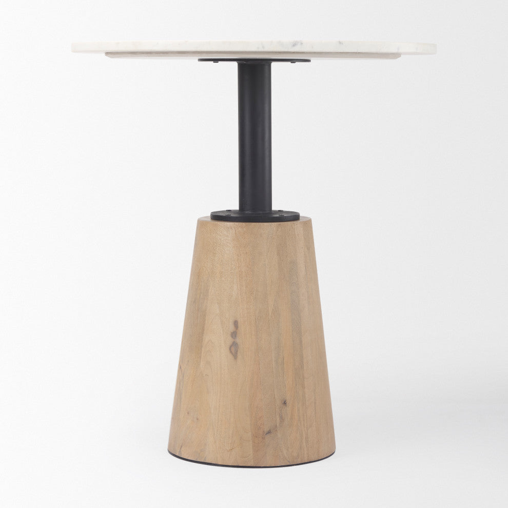 Maxwell 32" Round White Marble Accent Pedestal Bistro Table