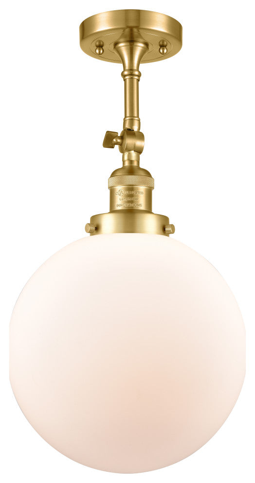 Beacon Semi-Flush Mount, Satin Gold, Matte White