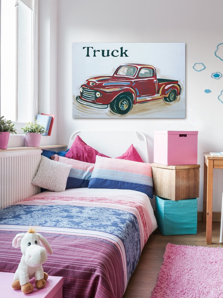 Marmont Hill, "Red Truck" by Reesa Qualia Painting on Wrapped Canvas, 36x24