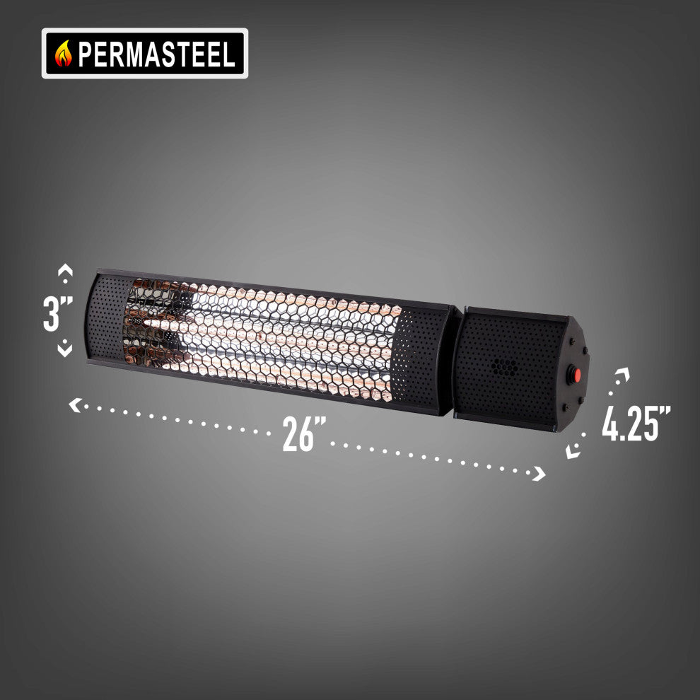 Permasteel 1500W Electric Mounted Patio Heater with Remote Control