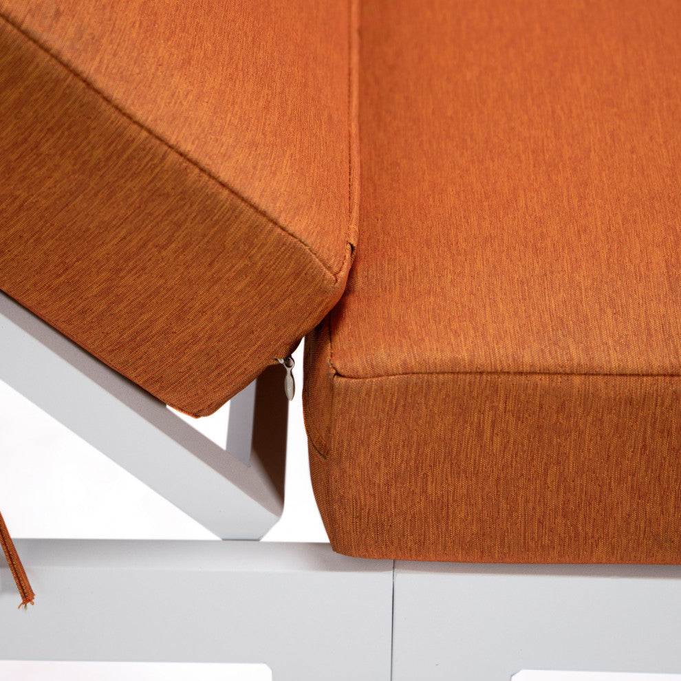 LeisureMod Chelsea Chaise Lounge Chair With Side Table, Orange