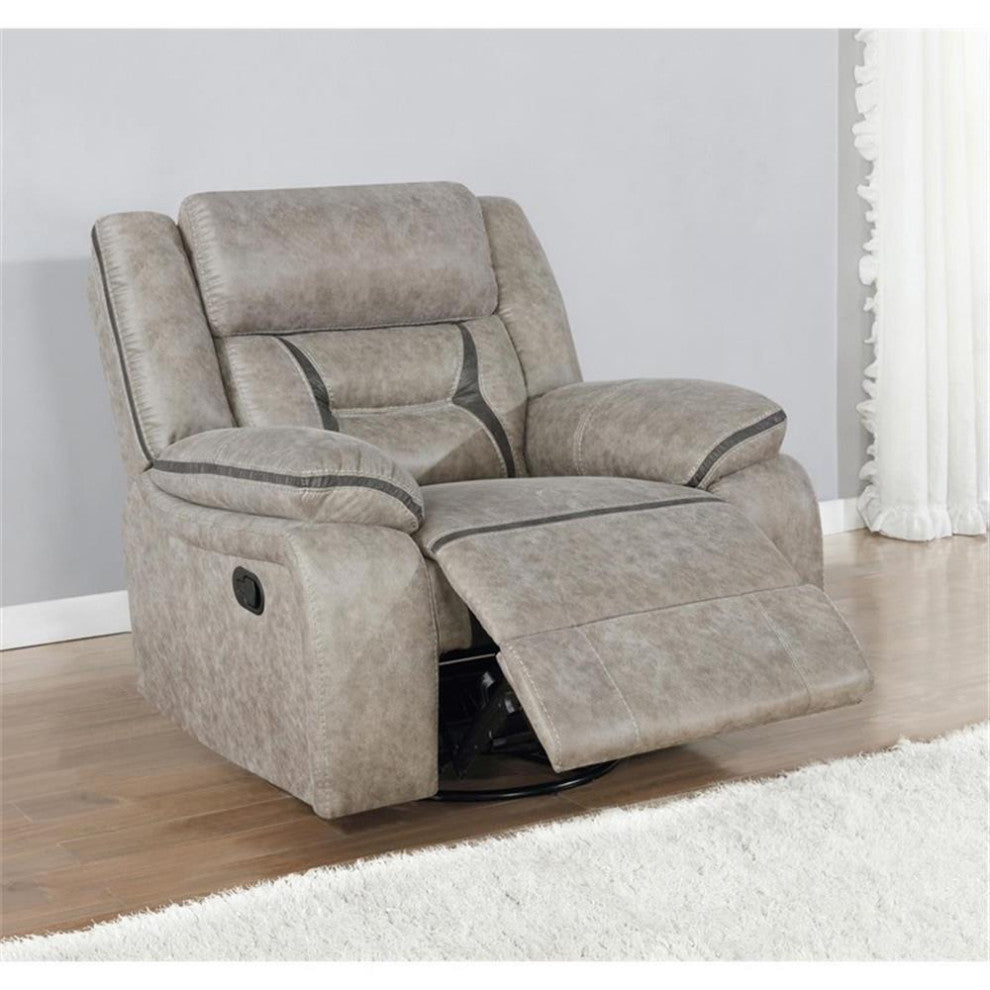 Coaster Greer Faux Leather Upholstered Tufted Back Glider Recliner Taupe