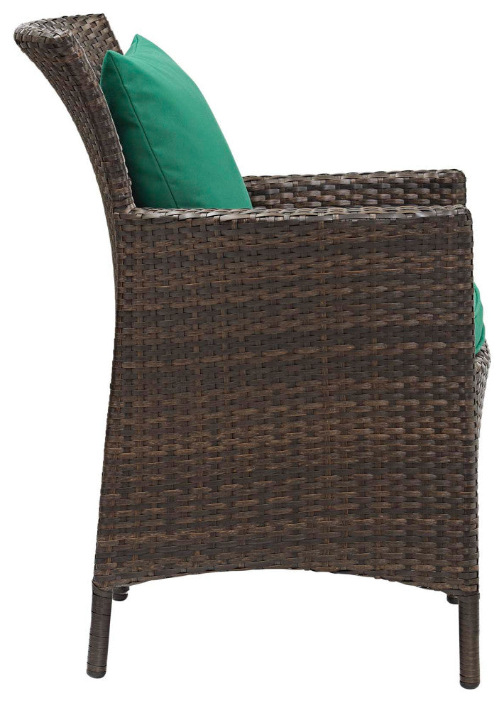 Brown Green Conduit Outdoor Patio Wicker Rattan Dining Armchair
