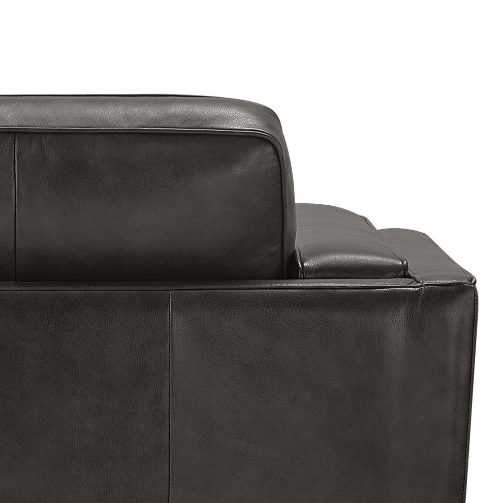 Positano Leather Loveseat, Gray
