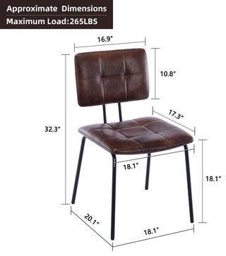Tufted Tubular Frame Side Chairs Set of 2, Dark Brown