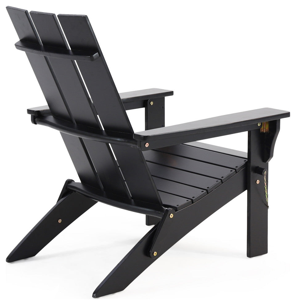 Gurekam Outdoor Foldable Adirondack Chairs, Set of 2, Black