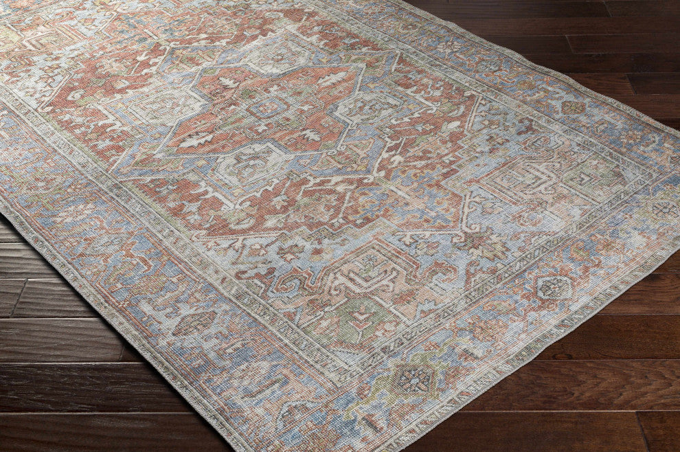 Hauteloom Maayon Medallion Rust Washable Area Rug, 6'7"x9' Rectangle