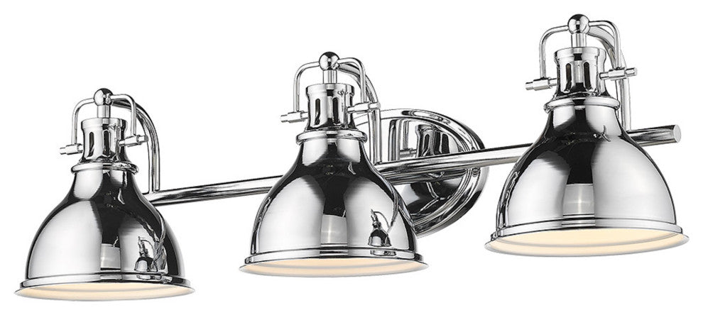 3 Light Midcentury Bathroom Wall Lighting in Polished Chrome