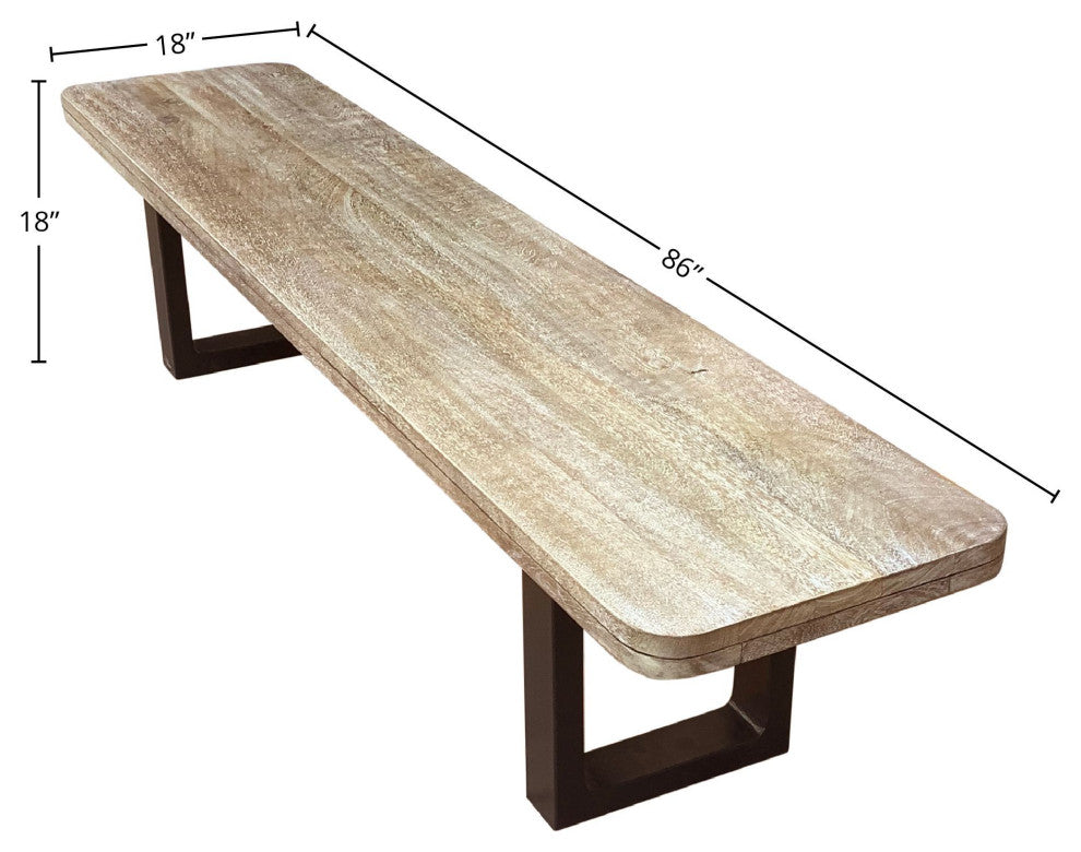 Curvet Mango Wood & Steel Sled Base Bench
