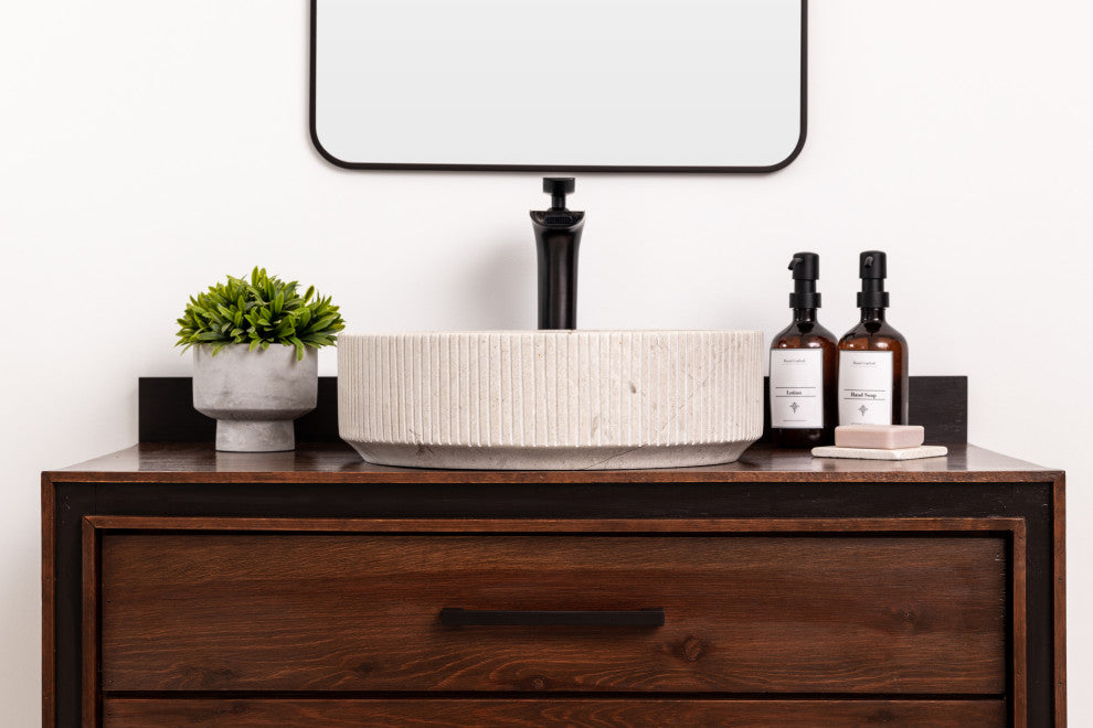 Natural Stone Vessel Bathroom Sink - Burj Marble, Ojinaga
