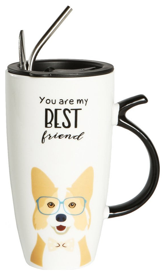 Best Friend Mug Set With Lid, Metal Straw and Spoon