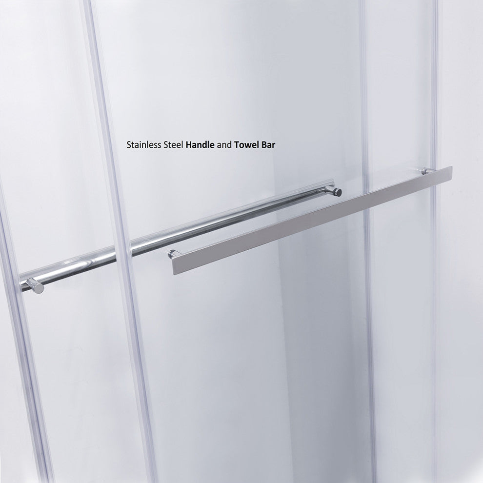 Spezia 60" W x 76" H Double Sliding Frameless Shower Door, Brushed Nickel