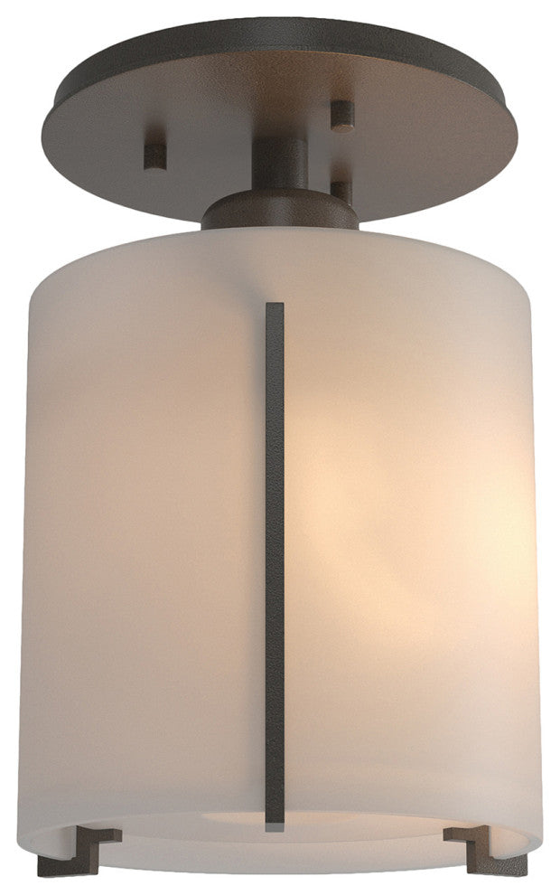 Exos Round Semi-Flush, Dark Smoke Finish, Opal Glass