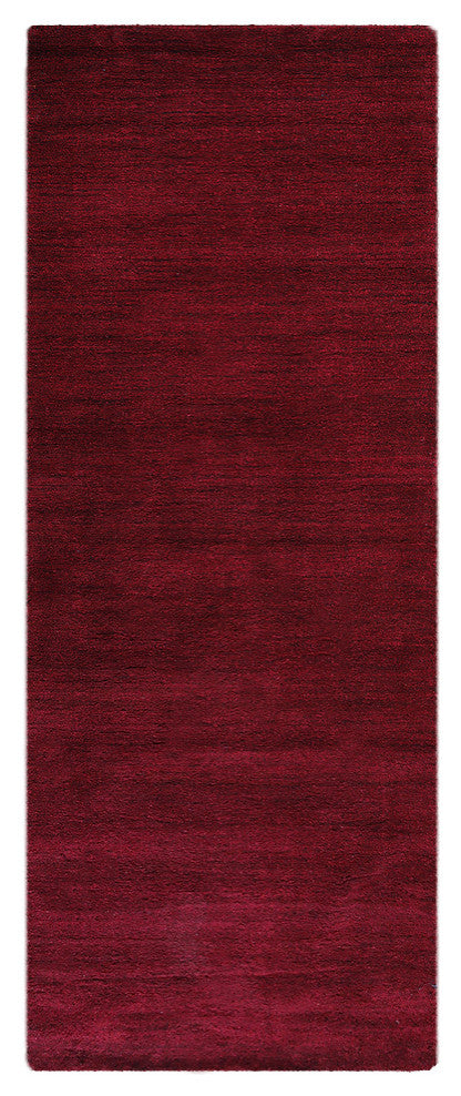 Hand Knotted Loom Silk Area Rug Solid Dark Red
