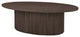 Terra Dark Brown Solid Wood Oval Fluted Coffee Table