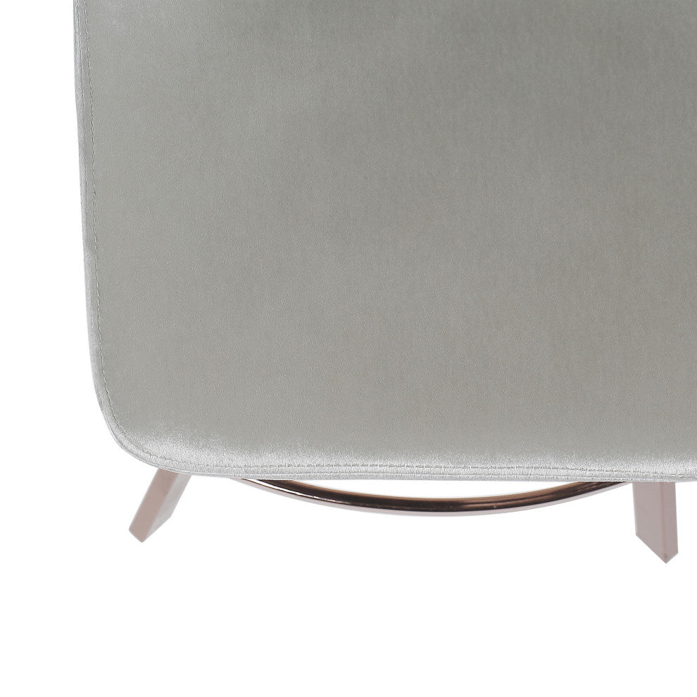 GDF Studio Rex Faux Snake Leather Brown Bar Stools, Set of 2, Silver/Rose Gold