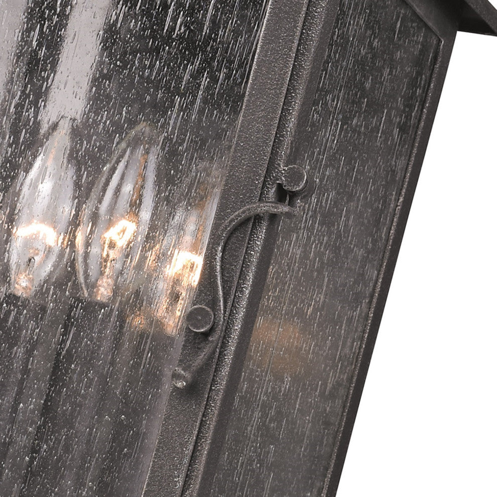 Larchmont, Outdoor Wall Lantern, Medium - 8", Clear Seeded Glass - Incandescent