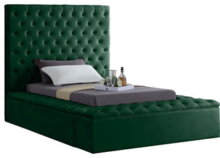 Bliss Velvet Upholstered  Bed, Green, Twin