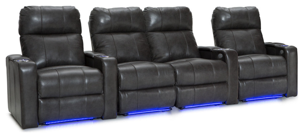 Seatcraft Monterey Home Theater Seating, Dark Gray, Row of 4 With Loveseat