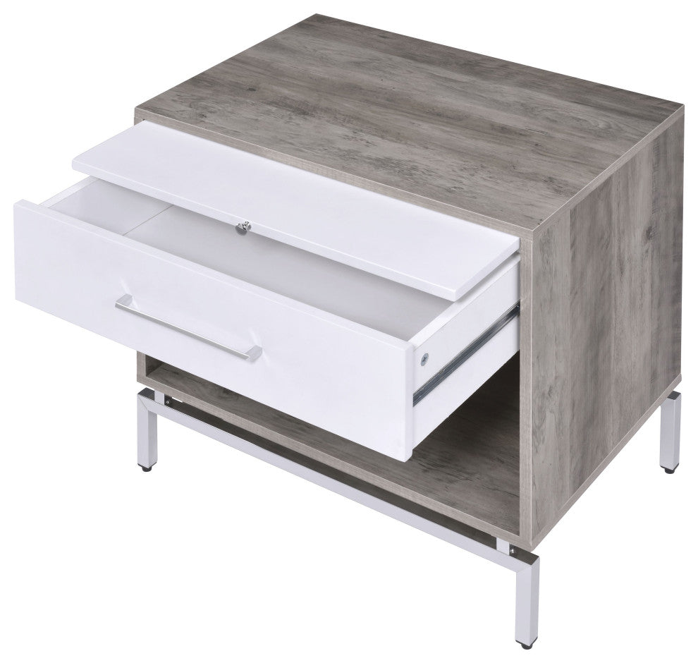 Cistus Accent Table, Gray Oak and White