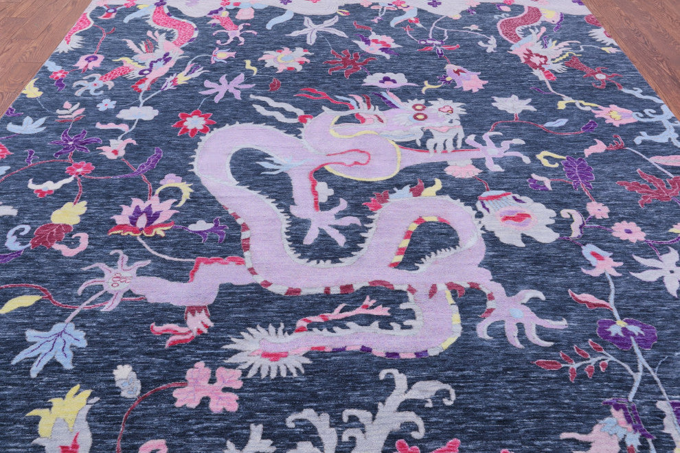 Dragon Design Hand Knotted Wool Rug 9' 0" X 12' 1" Q11801