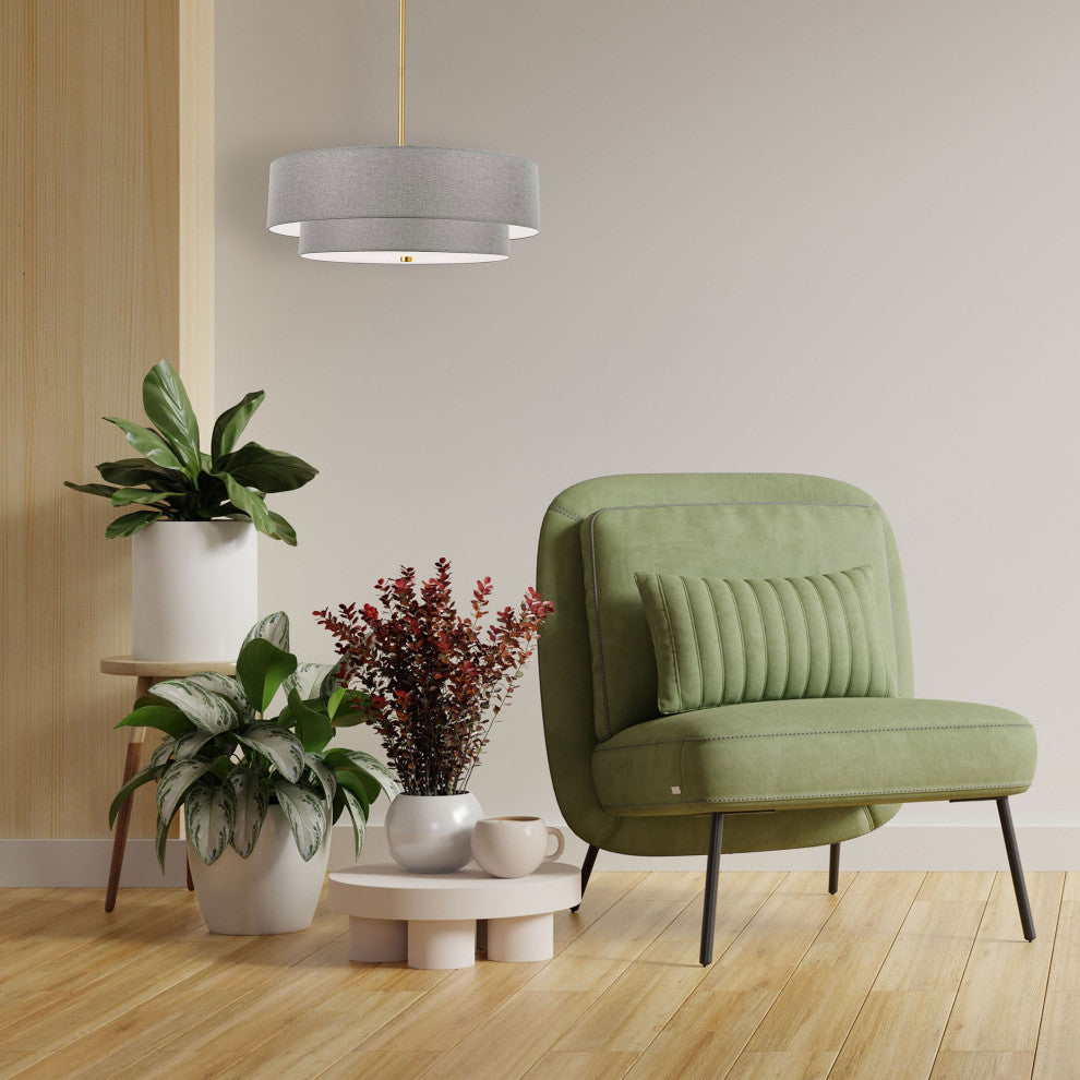 Aged Brass Transitional Pendant, Gray Shade