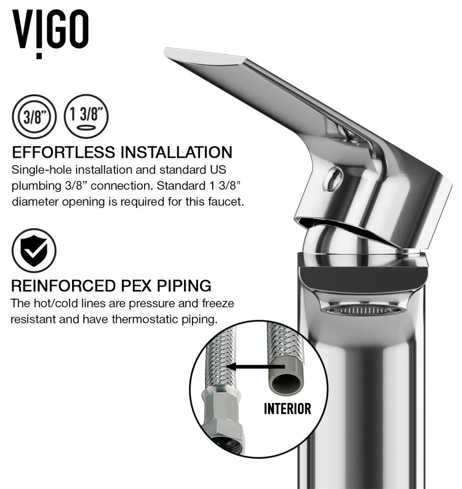 VIGO 6" H Davidson Single Handle Single Hole Faucet, Chrome, Without Extras