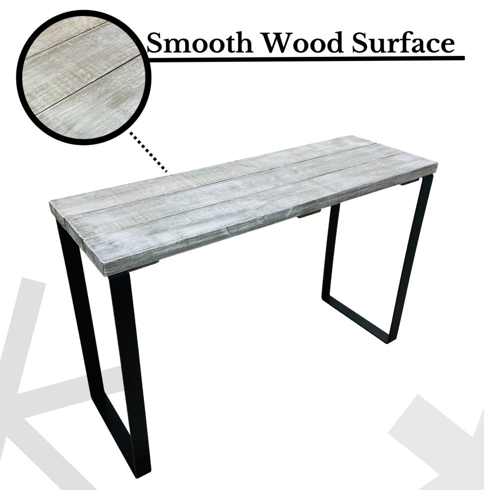 Barn Walls Bedroom Console Table Accent Table, Handcrafted, Graywash, 58" Length