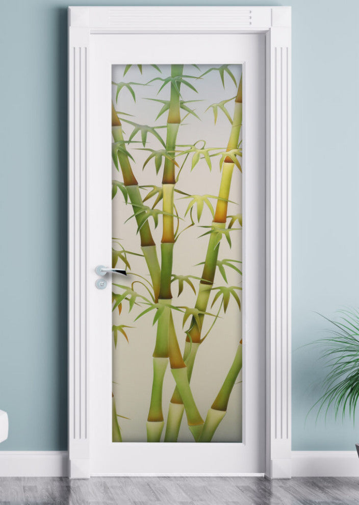 Interior Prehung Door or Interior Slab Door - Bamboo Shoots II Green -...