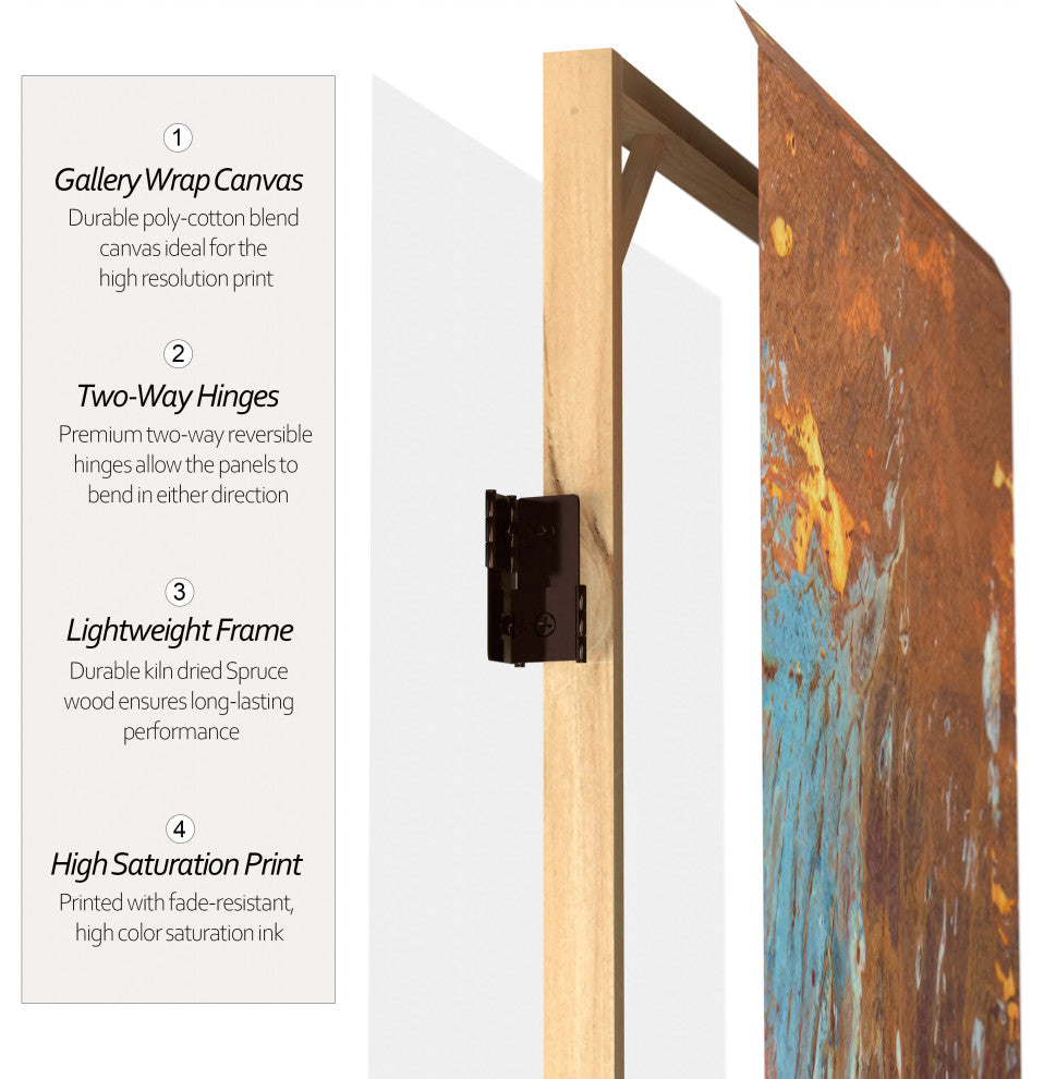 6' Tall Double Sided Rust Canvas Room Divider