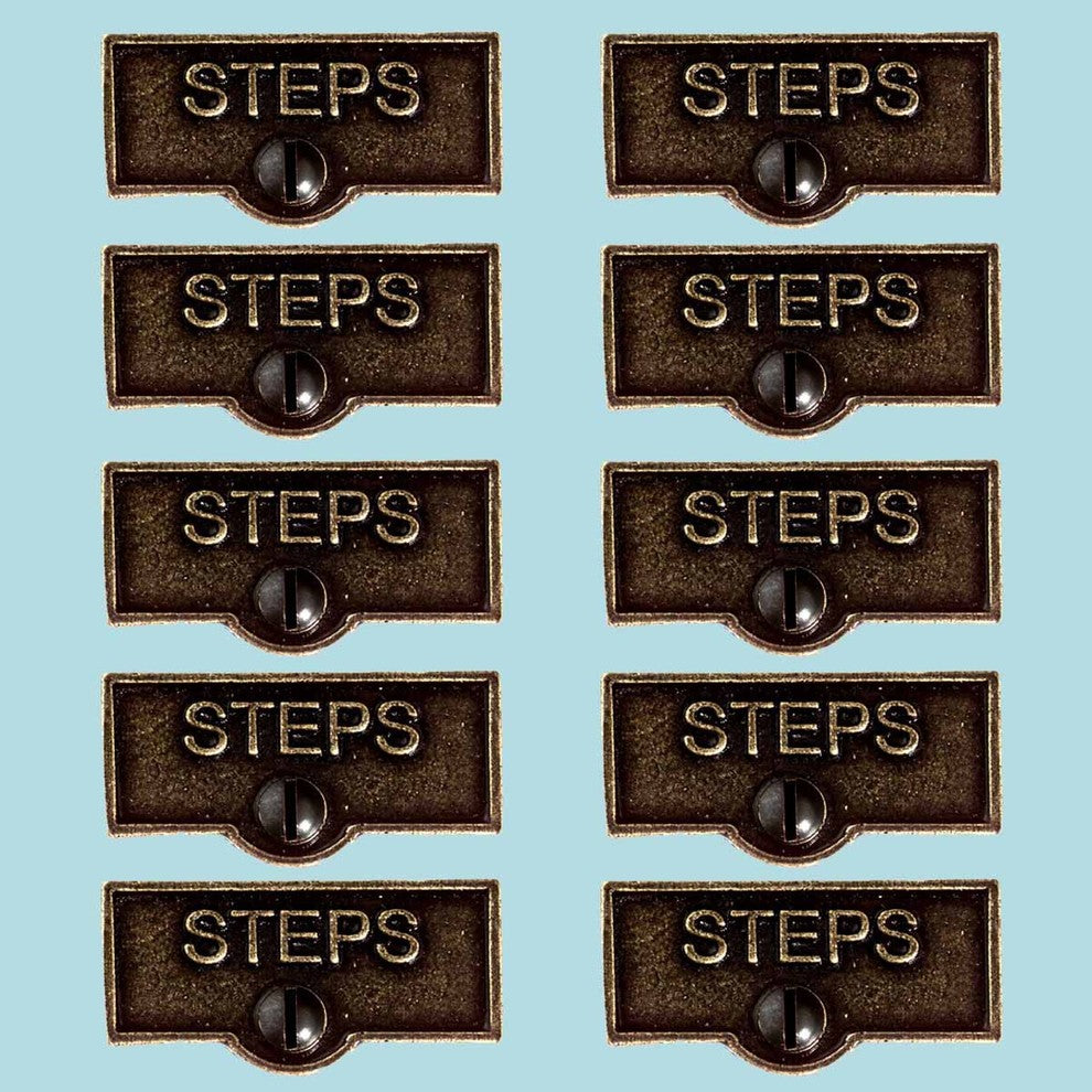 10 Switch Plate Tags STEPS Name Signs Labels Cast Brass |