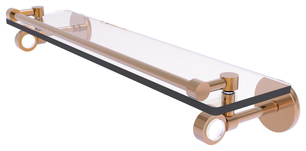Clearview 22" Glass Shelf with Gallery Rail, Brushed Bronze