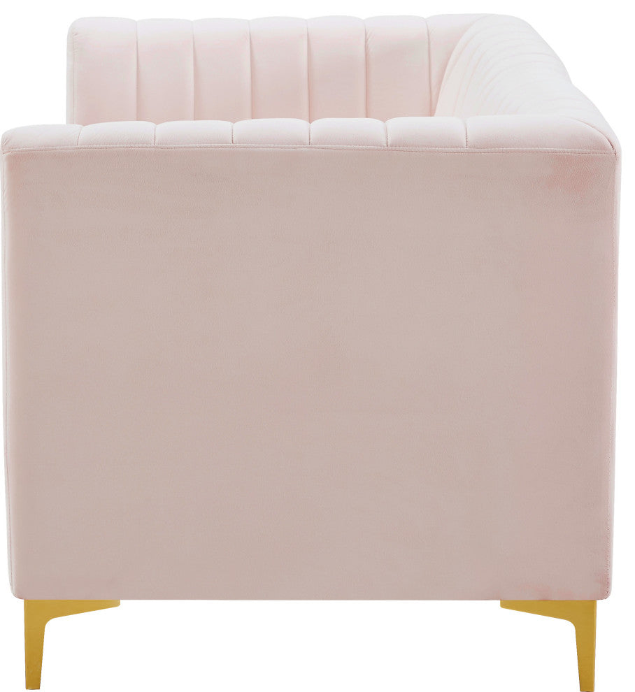 Alina Velvet Upholstered 2-Piece Modular Sectional, Pink