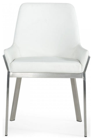White Brushed Stainless Steel Dining Chair