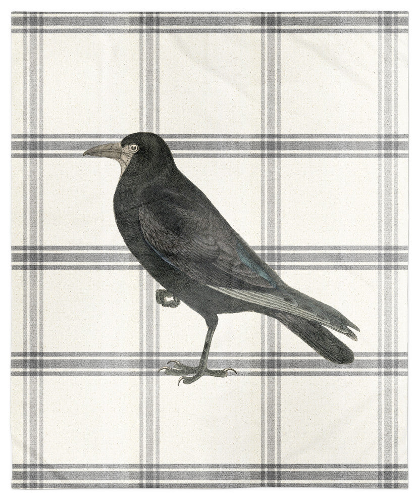 Raven on Plaid 50x60 Sherpa Fleece Blanket