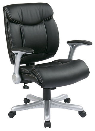 Executive Bonded Leather Chair, Silver/Black