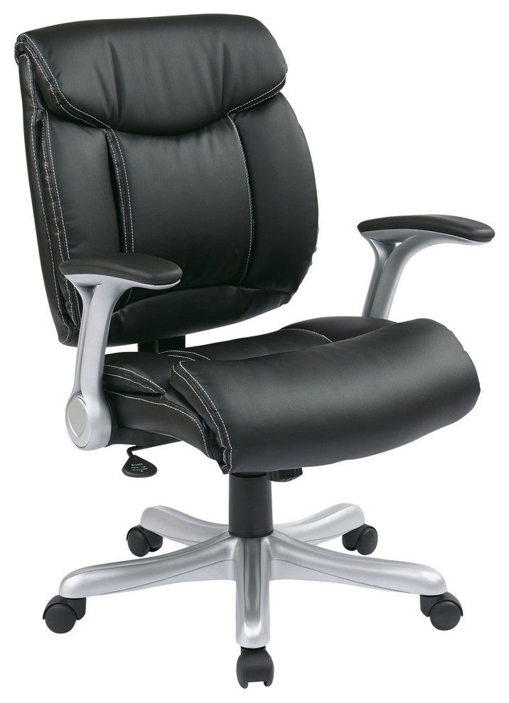 Executive Bonded Leather Chair, Silver/Black