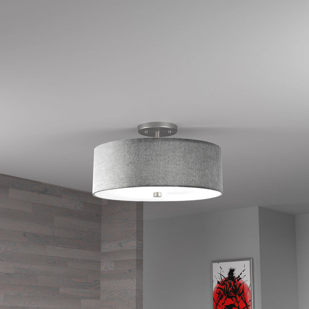 Dainolite 571-143SF Everly 3 Light 14"W Semi-Flush Drum Ceiling - Matte Black /