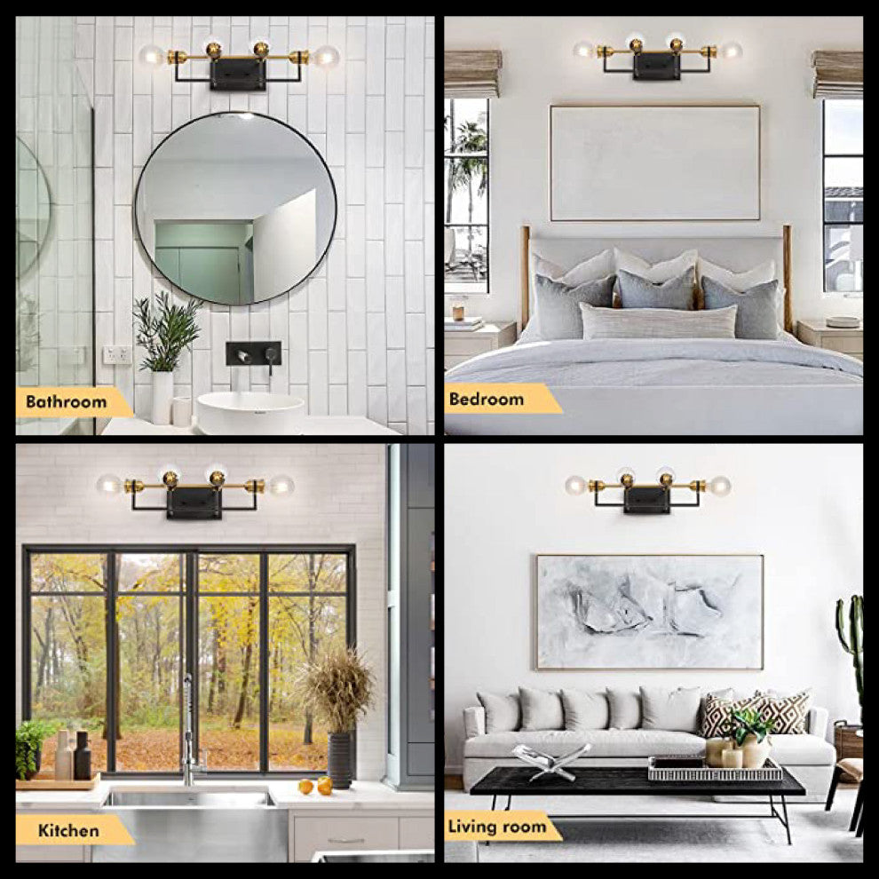 4-Lights industrial wall sconce Iron cordless wall sconce Modern colonial