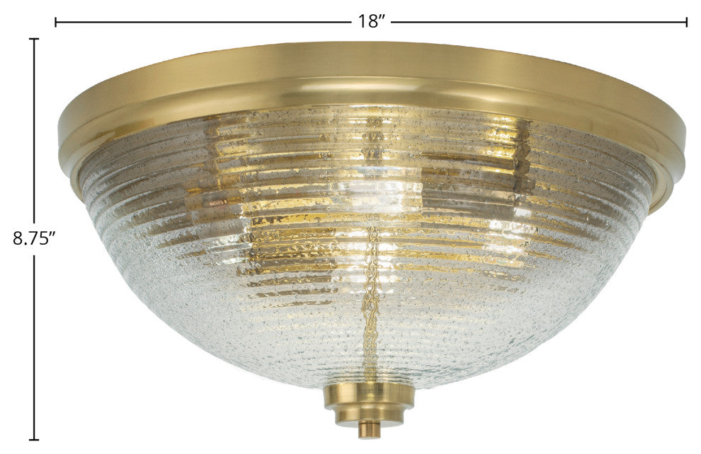 18" 4-Light Flush Mount Light, New Age Brass/Smoke Ribbed